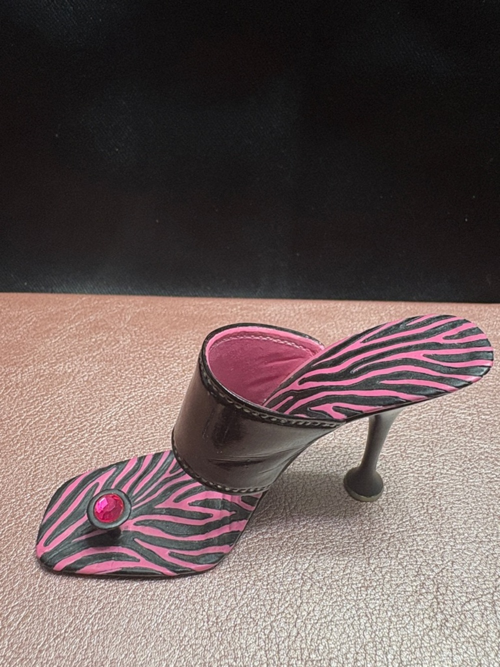 Just The Right Shoe Black and Pink Zebra Heels - Picture 2 of 5